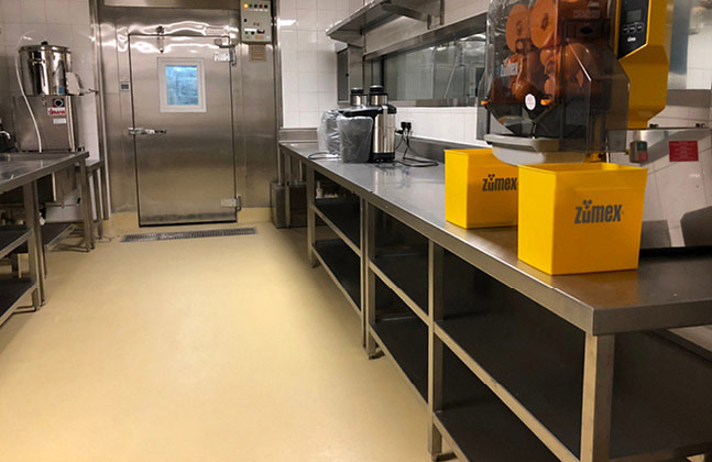 Besides the car park floor, Flowcrete Hong Kong also supplied screeds and coating systems for Rosewood Hotel’s kitchen and food preparation areas.