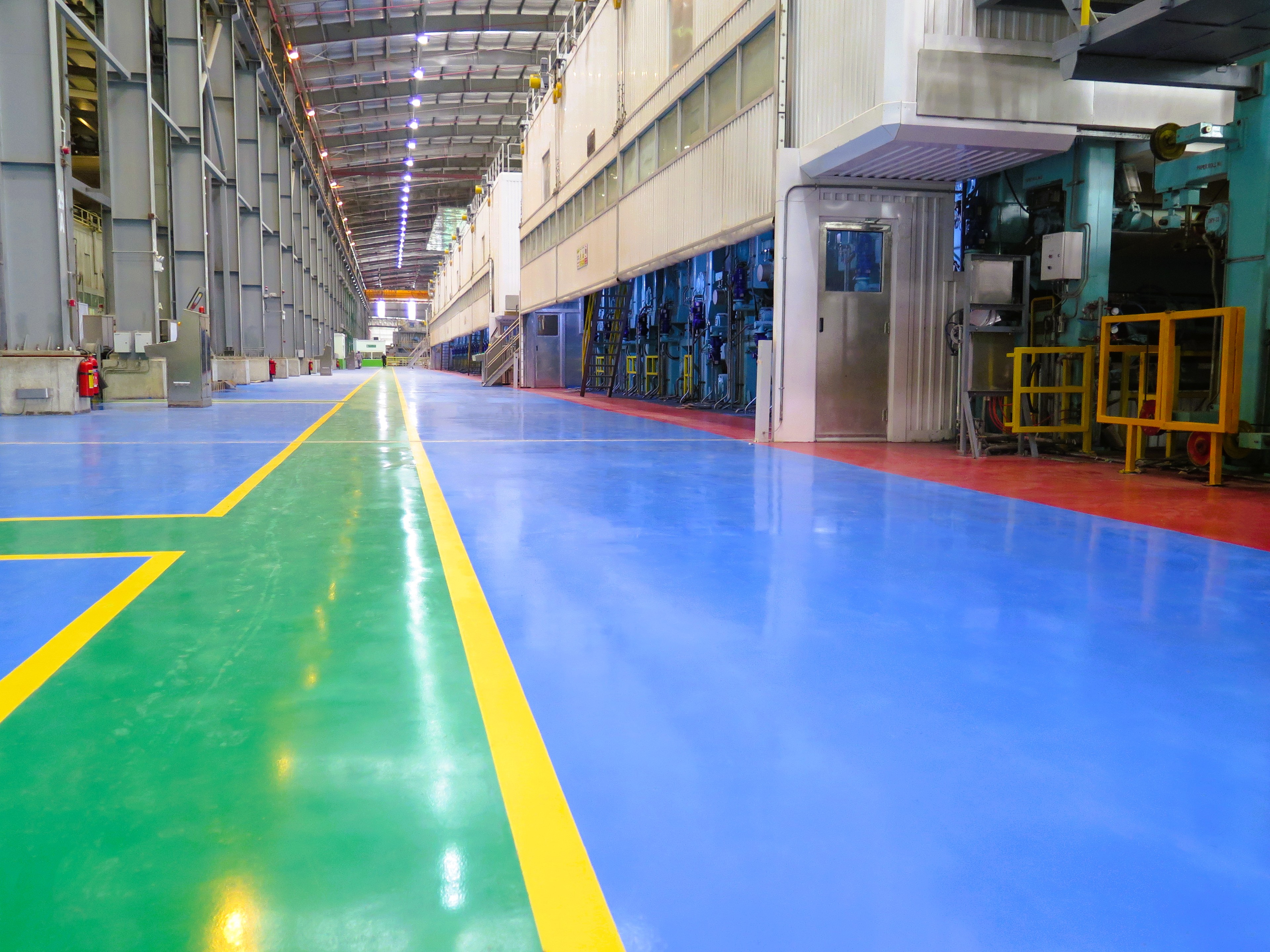 Clear demarcation lines at a paper manufacturing plant.