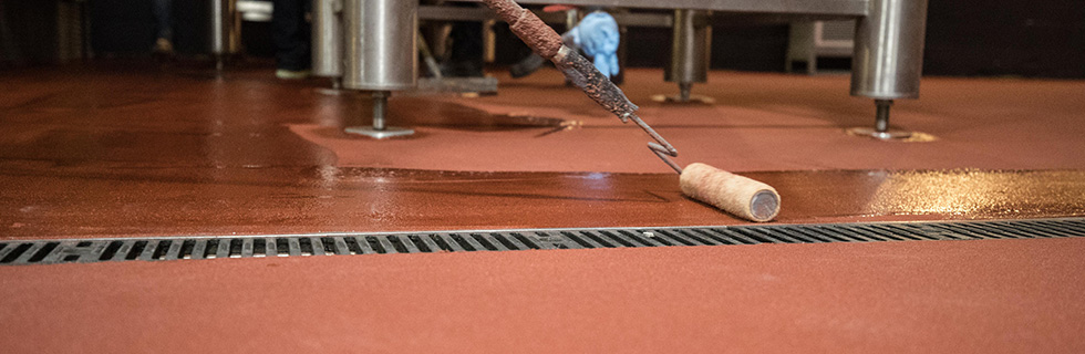 epoxy resin roller-applied on industrial floor
