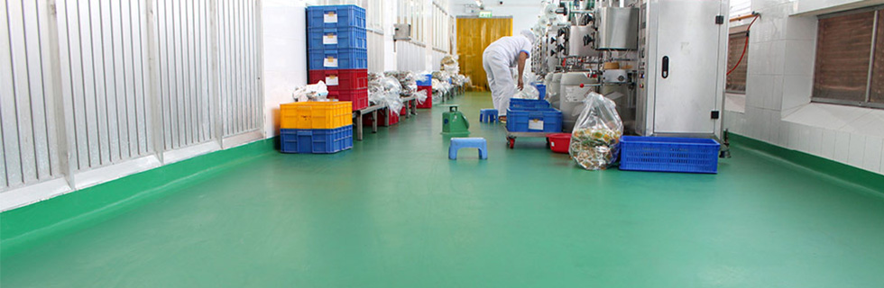 green Flowfresh polyurethane flooring for food and beverage factory